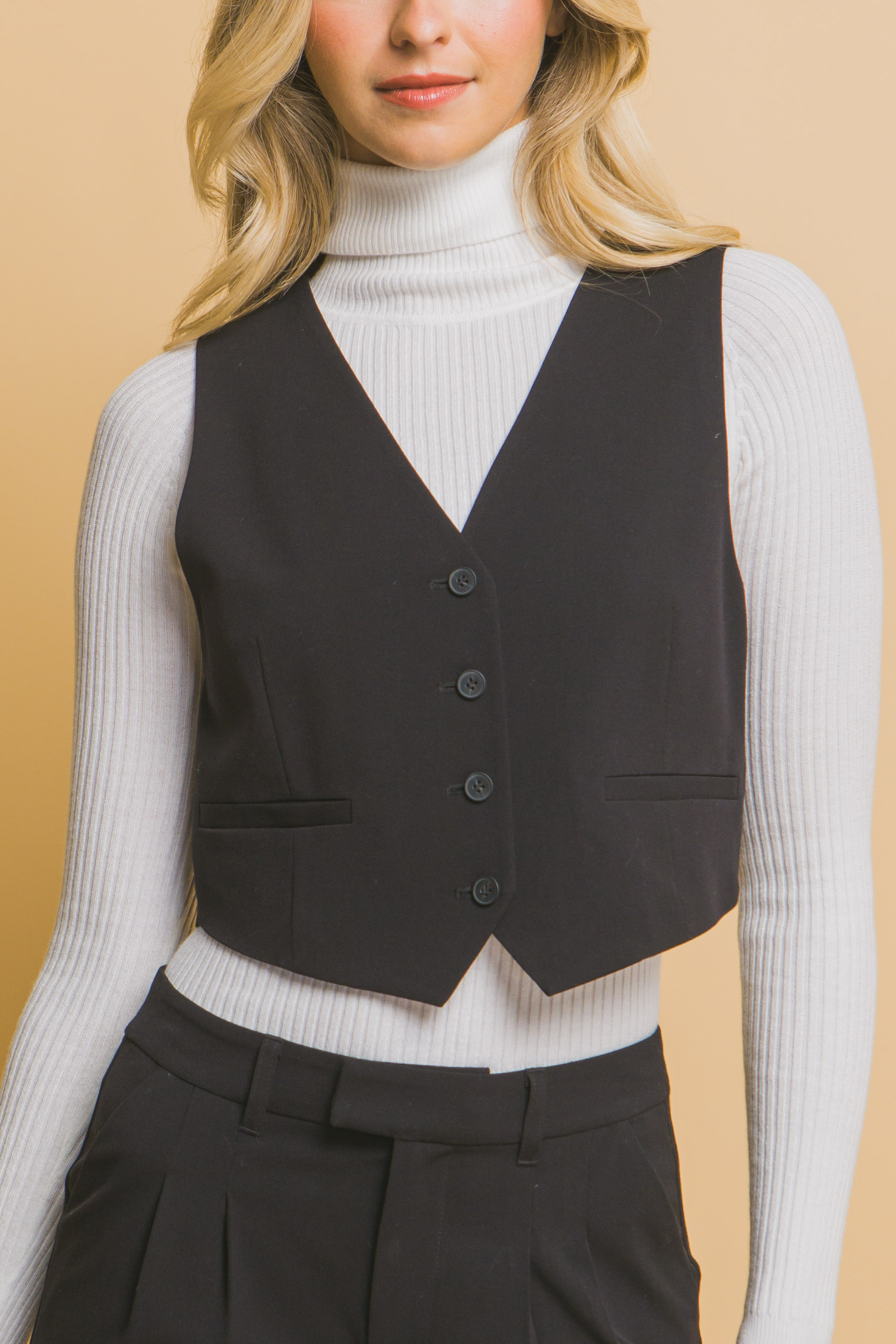 CHALECO DE VESTIR CORTO - Negro, G