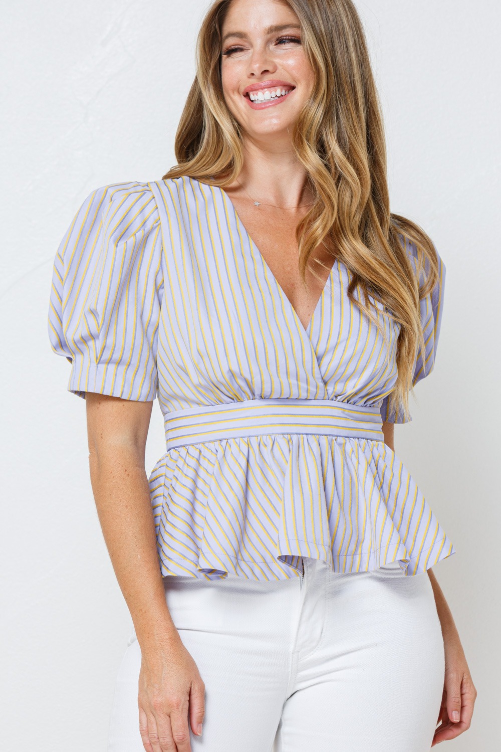BLUSA LILA RAYAS.